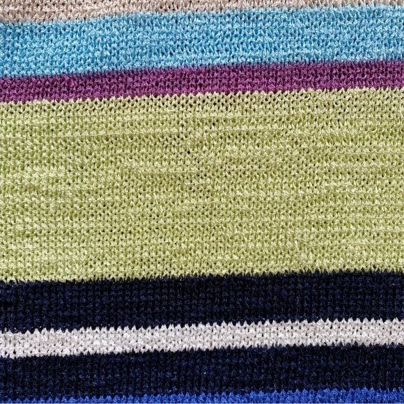 🌈 CANDA BLUE MULTI STRIPE KNIT SHORT SLEEVE SWEATER! - Picture 9 of 16